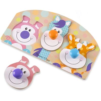 Melissa & Doug Drewniane puzzle zwierząt gospodarskich - 3 sztuki Melissa & Doug Drewniane puzzle zwierząt gospodarskich - 3 sztuki