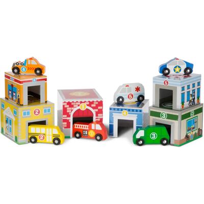Melissa & Doug Blocs en Bois Classiques - 6 Véhicules & Bâtiments - Publicité Melissa & Doug Blocs en Bois Classiques - 6 Véhicules & Bâtiments - Publicité
