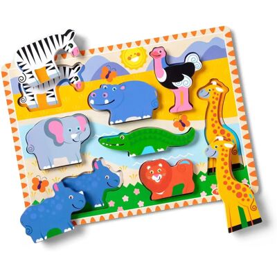 Puzzle en Bois Safari Melissa & Doug - Enfants 2+ - Puzzle Puzzle en Bois Safari Melissa & Doug - Enfants 2+ - Puzzle