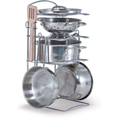 Melissa & Doug Stainless Steel Pots & Pans Playset - Kitchen Toy Melissa & Doug Stainless Steel Pots & Pans Playset - Kitchen Toy