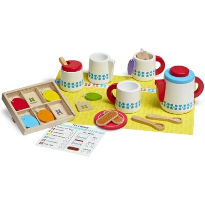 Set da Tè in Legno Melissa & Doug - Gioco Creativo - 22 Pezzi Set da Tè in Legno Melissa & Doug - Gioco Creativo - 22 Pezzi