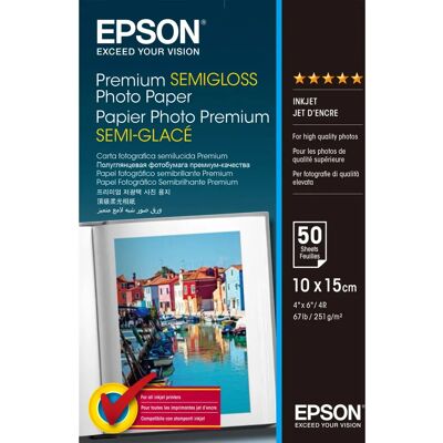 Epson Premium Semi-Gloss Photo Paper - 10x15cm - 251g/m² - White - Photo Paper Epson Premium Semi-Gloss Photo Paper - 10x15cm - 251g/m² - White - Photo Paper