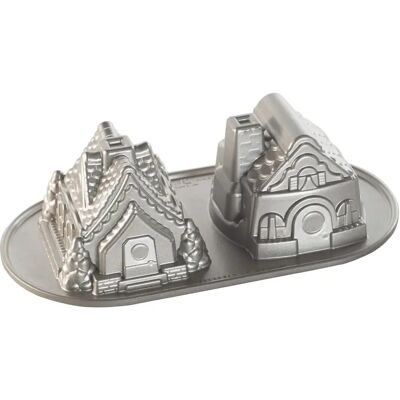 Nordic Ware Lebkuchenhaus Doppelpfanne - Gussaluminium, Silber, Antihaft Nordic Ware Lebkuchenhaus Doppelpfanne - Gussaluminium, Silber, Antihaft