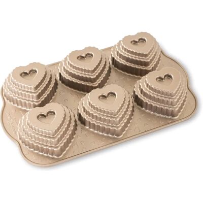 Nordic Ware Toffee Tiered Heart Cakelet Pan - Backform Nordic Ware Toffee Tiered Heart Cakelet Pan - Backform