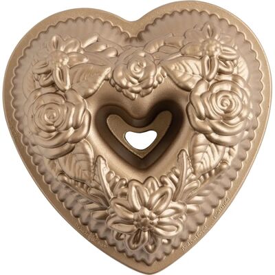 Nordic Ware Toffee Floral Heart Cake Pan - Heart-shaped floral design, Non-stick, 6-cup capacity Nordic Ware Toffee Floral Heart Cake Pan - Heart-shaped floral design, Non-stick, 6-cup capacity