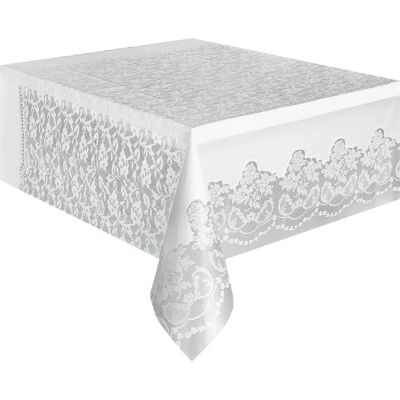Unique Party - 5075 - White Lace - 9ft x 4.5ft - Tablecloth Unique Party - 5075 - White Lace - 9ft x 4.5ft - Tablecloth