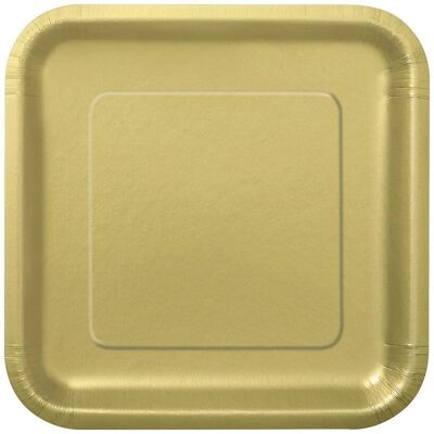 Unique 14 Gold Square 9" Plates - Disposables Unique 14 Gold Square 9" Plates - Disposables
