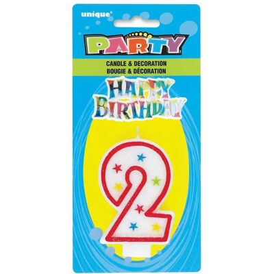 Unique Party - 37312 - Multicolore - Numéro 2 étoile - candle - Publicité Unique Party - 37312 - Multicolore - Numéro 2 étoile - candle - Publicité