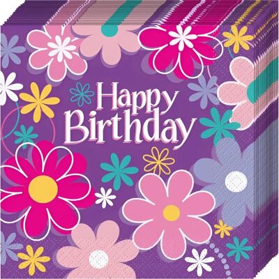 Jadeo 16 Serviettes en papier Anniversaire fleurs - Serviettes en papier Jadeo 16 Serviettes en papier Anniversaire fleurs - Serviettes en papier