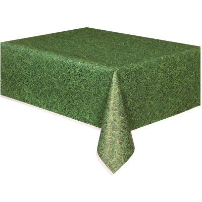 JADEO Nappe en plastique vert effet herbe - 137 x 274 cm - Publicité JADEO Nappe en plastique vert effet herbe - 137 x 274 cm - Publicité