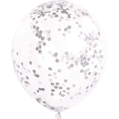 Jadeo 6 Ballons en Latex Transparents avec Confettis Argentés - Ballons en Latex - Publicité Jadeo 6 Ballons en Latex Transparents avec Confettis Argentés - Ballons en Latex - Publicité