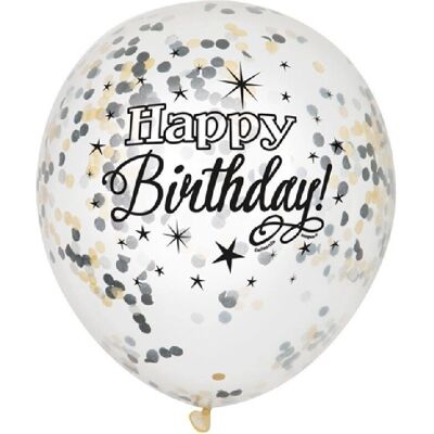 Jadeo 6 Confetti Balloons - Birthday Sparkle Jadeo 6 Confetti Balloons - Birthday Sparkle