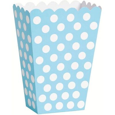 Unique 59299 - Modré Puntíkované Krabice na Popcorn - Sada 8 Unique 59299 - Modré Puntíkované Krabice na Popcorn - Sada 8