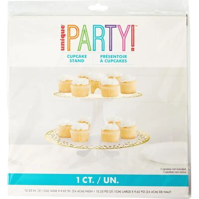 JADEO Cupcake Display - Wit & Goud - 31x24cm - Verjaardag & Party JADEO Cupcake Display - Wit & Goud - 31x24cm - Verjaardag & Party