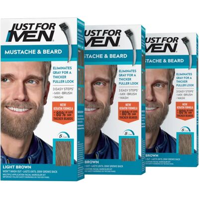 Just for Men - Brush-In Moustache, Barbe et Favoris - Marron Clair - Kit colorant barbe - Publicité Just for Men - Brush-In Moustache, Barbe et Favoris - Marron Clair - Kit colorant barbe - Publicité