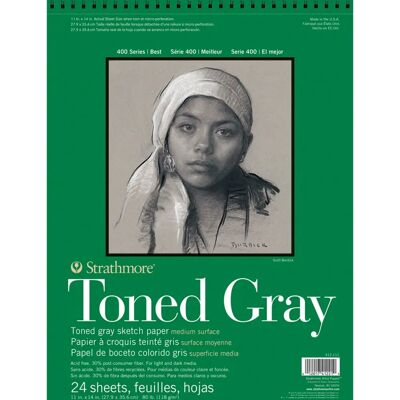 Strathmore 400 Toned Sketch Pads - Gray, 27.9x36.6cm Strathmore 400 Toned Sketch Pads - Gray, 27.9x36.6cm
