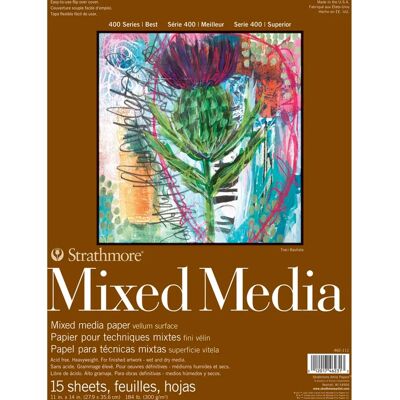 Strathmore 400 Mixed Media Block - 28x36cm, 15 Sheets, Natural White Strathmore 400 Mixed Media Block - 28x36cm, 15 Sheets, Natural White