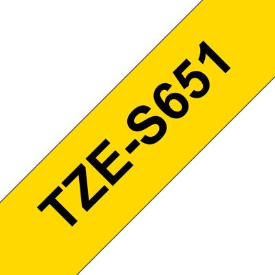 Brother TZeS651 Etiketbånd - Gul - 2,4cm x 8m - Termotransfer Brother TZeS651 Etiketbånd - Gul - 2,4cm x 8m - Termotransfer