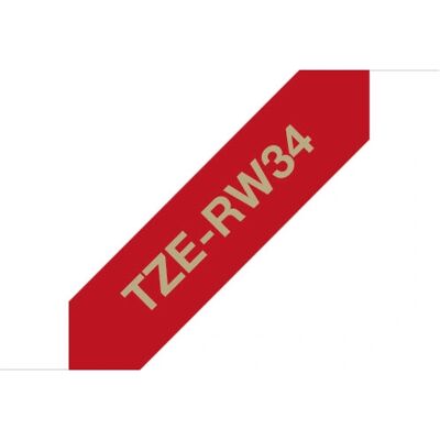 Brother TZE-RW34 Label Tape - Red and Gold - Label Tape Brother TZE-RW34 Label Tape - Red and Gold - Label Tape