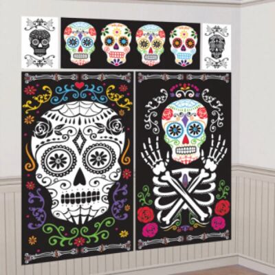 Decoraciones de pared con calaveras Amscan 670387-55 - decoración de fiesta Decoraciones de pared con calaveras Amscan 670387-55 - decoración de fiesta