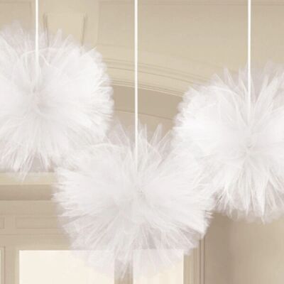 Amscan 180182-08 Feestversiering - Witte tuleballen 3-pack Amscan 180182-08 Feestversiering - Witte tuleballen 3-pack