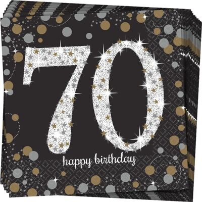 Amscan 70e Anniversaire Serviettes Or Argent Noir - Décorations de Fête - Publicité Amscan 70e Anniversaire Serviettes Or Argent Noir - Décorations de Fête - Publicité