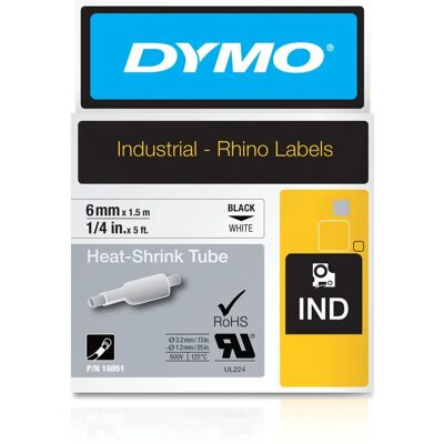 DYMO 18051 Label Tape - Hitzeschrumpflabels - Zwart op wit - Label Tape DYMO 18051 Label Tape - Hitzeschrumpflabels - Zwart op wit - Label Tape