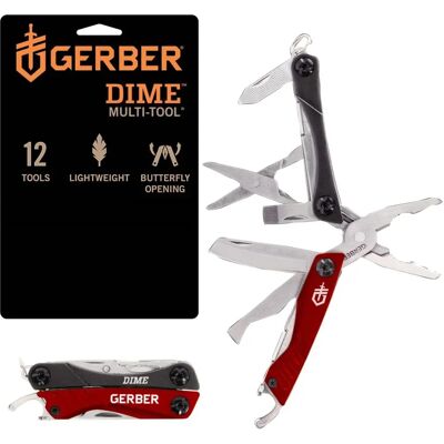 Gerber Dime Multi-Tool - Compact, 12 Tools, Red Gerber Dime Multi-Tool - Compact, 12 Tools, Red