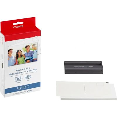 Canon KP-36IP - Blekkpatroner og papirsett - 100x150mm for SELPHY & Bubble Jet Canon KP-36IP - Blekkpatroner og papirsett - 100x150mm for SELPHY & Bubble Jet