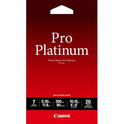 Carta Fotografica Pro Platinum Canon - 100 x 150 mm - 20 Fogli - Nero - Carta Fotografica Carta Fotografica Pro Platinum Canon - 100 x 150 mm - 20 Fogli - Nero - Carta Fotografica