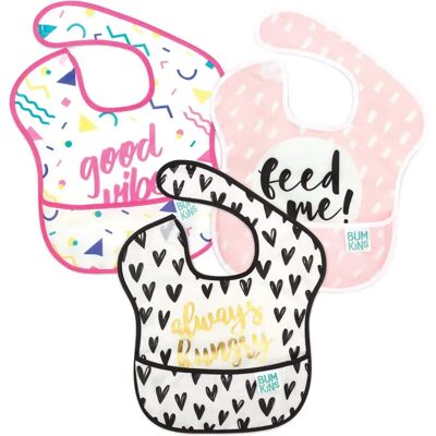 Bavaglini impermeabili Bumkins Confezione da 3 - Feed Me & Good Vibes Bavaglini impermeabili Bumkins Confezione da 3 - Feed Me & Good Vibes
