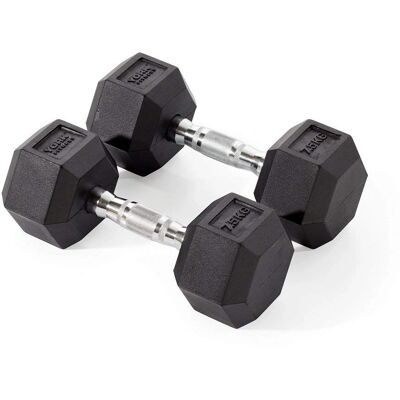 York Fitness - Rubber Hex - 7.5kg - Dumbbell Set York Fitness - Rubber Hex - 7.5kg - Dumbbell Set
