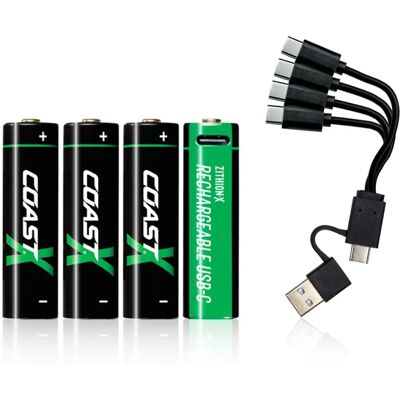 COAST 1,5V AA Oplaadbare Batterijen - 4 stuks COAST 1,5V AA Oplaadbare Batterijen - 4 stuks