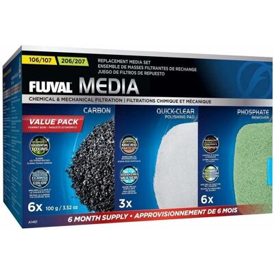 Fluval 106/107 206/207 Media Pack - Carbon, Quick Clear, Phosphate Fluval 106/107 206/207 Media Pack - Carbon, Quick Clear, Phosphate