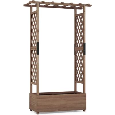 Costway - Banco da giardino 182x110x44 - Trave di pino - Tettoie e graticcio - Aiuola rialzata Costway - Banco da giardino 182x110x44 - Trave di pino - Tettoie e graticcio - Aiuola rialzata