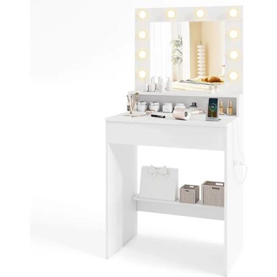 Costway Coiffeuse Blanche avec Modes Lumineux Réglables - Table de Maquillage - Publicité Costway Coiffeuse Blanche avec Modes Lumineux Réglables - Table de Maquillage - Publicité
