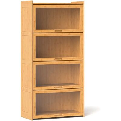 Costway - Bambus 4-stöckig - Acryltüren - Natur - Bookcase Costway - Bambus 4-stöckig - Acryltüren - Natur - Bookcase