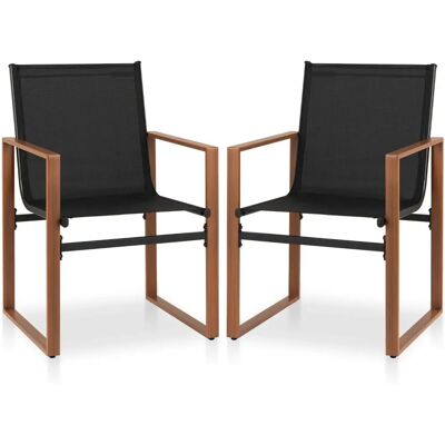 Costway - 2er Set Terrassenstuhl - Schwarz - Outdoor chairs Costway - 2er Set Terrassenstuhl - Schwarz - Outdoor chairs