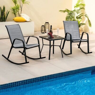 Costway 2er Set Schaukelstühle - Grau - Stoff - Metal Swing chairs Costway 2er Set Schaukelstühle - Grau - Stoff - Metal Swing chairs