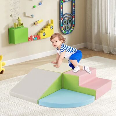 Costway - 4-piece Foam Block Set - Różowy - Soft Play Blocks Costway - 4-piece Foam Block Set - Różowy - Soft Play Blocks
