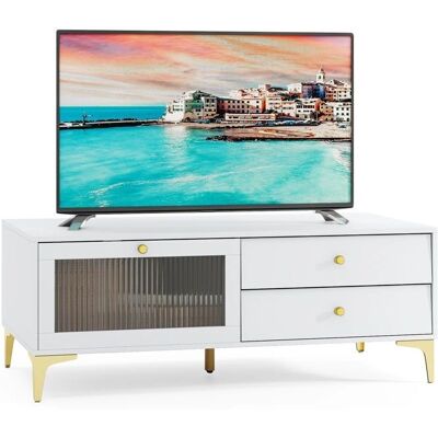 Costway - 55in - Porte en verre - Meuble TV - Publicité Costway - 55in - Porte en verre - Meuble TV - Publicité