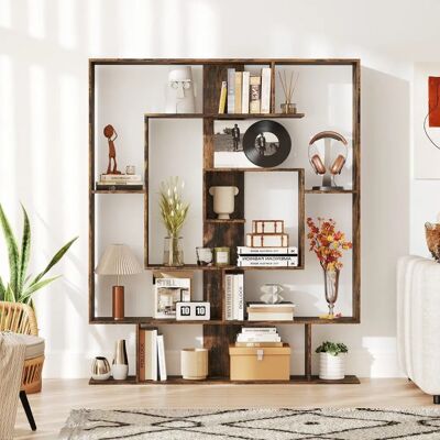 Costway Libreria Geometrica a 7 livelli - Organizzatore di stoccaggio marrone rustico Costway Libreria Geometrica a 7 livelli - Organizzatore di stoccaggio marrone rustico
