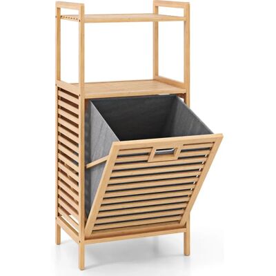 Costway - BambooIncliningCab - Natuurlijk bamboe - Laundry cabinet Costway - BambooIncliningCab - Natuurlijk bamboe - Laundry cabinet