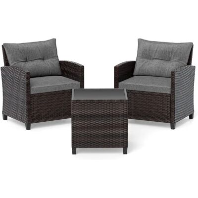 Set Giardino Costway in Rattan con Cuscini Set Giardino Costway in Rattan con Cuscini