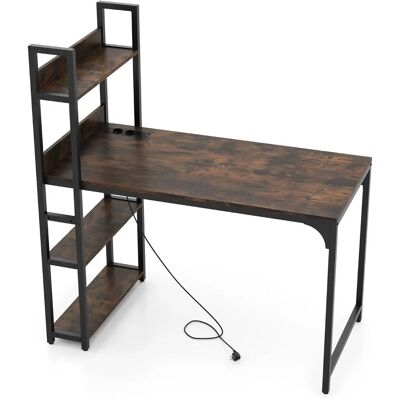 Costway Bureau en Bois avec Multiprise et Ports USB - Publicité Costway Bureau en Bois avec Multiprise et Ports USB - Publicité