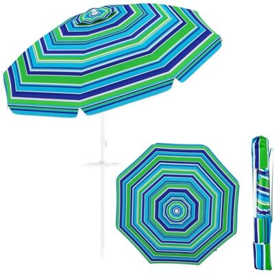Costway Blau-Grüner Strand Sonnenschirm mit Getränkehalter - UV50+ Schutz Costway Blau-Grüner Strand Sonnenschirm mit Getränkehalter - UV50+ Schutz