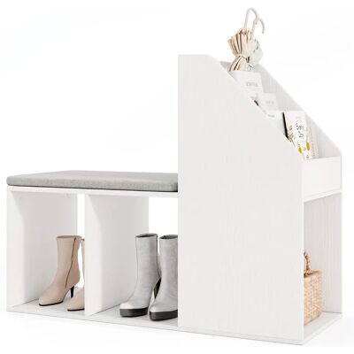 Costway - Shoe Storage Bench - Blanc - 3 Compartiments - Publicité Costway - Shoe Storage Bench - Blanc - 3 Compartiments - Publicité