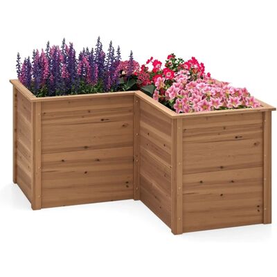 Letto da Giardino Costway - Fioriera in Legno a Forma di L per Verdure ed Erbe Letto da Giardino Costway - Fioriera in Legno a Forma di L per Verdure ed Erbe