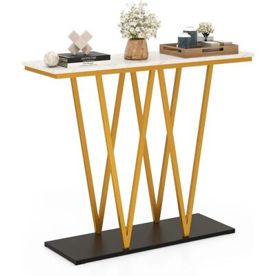 Costway Tavolo console in marmo bianco - Spazio ristretto, Stoccaggio Costway Tavolo console in marmo bianco - Spazio ristretto, Stoccaggio