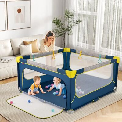 Costway - 150x150 Foldable Playpen - Bleu - 3y - Playpen - Publicité Costway - 150x150 Foldable Playpen - Bleu - 3y - Playpen - Publicité